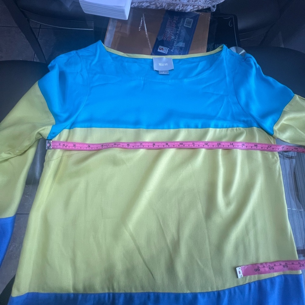 Anthropologie Maeve Long Sleeve Dress - Blue and Yellow - Picture 4 of 6
